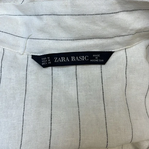 Zara Cream & Black Pin-Striped Gold Buttons with Cuffed Sleeves, Stylish Dress - Picture 3 of 10